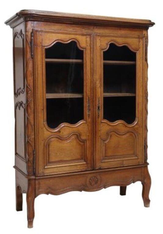 Appraisal: LOUIS XV STYLE OAK DISPLAY CABINET VITRINELouis XV style oak