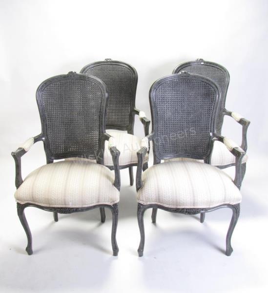 Appraisal: Set of four Louis XV style arm chairs with double