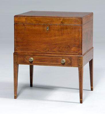 Appraisal: Virginia Federal cellaret on stand inlaid walnut with yellow pine