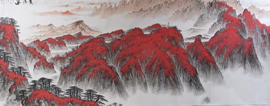 Appraisal: WEI ZI XI Chinese - MOUNTAINS ink and color on