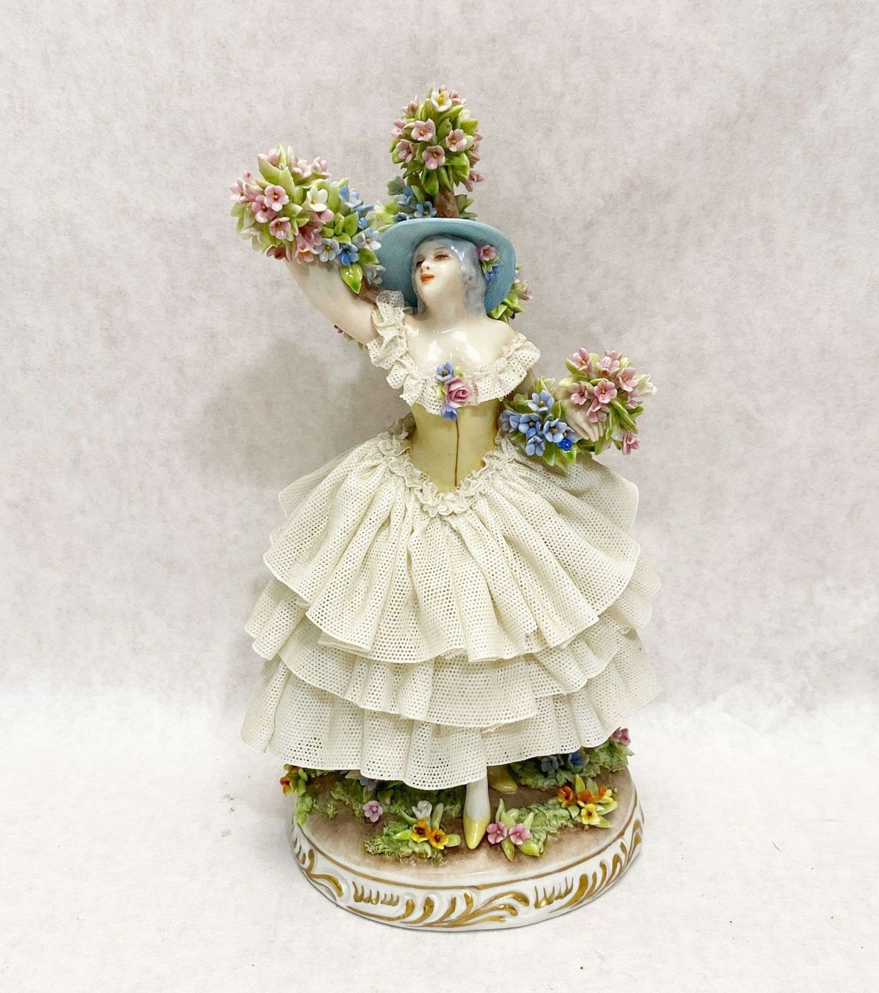 Appraisal: Luigi Fabris Capodimonte Porcelain Lace Figure tall Condition Minor losses