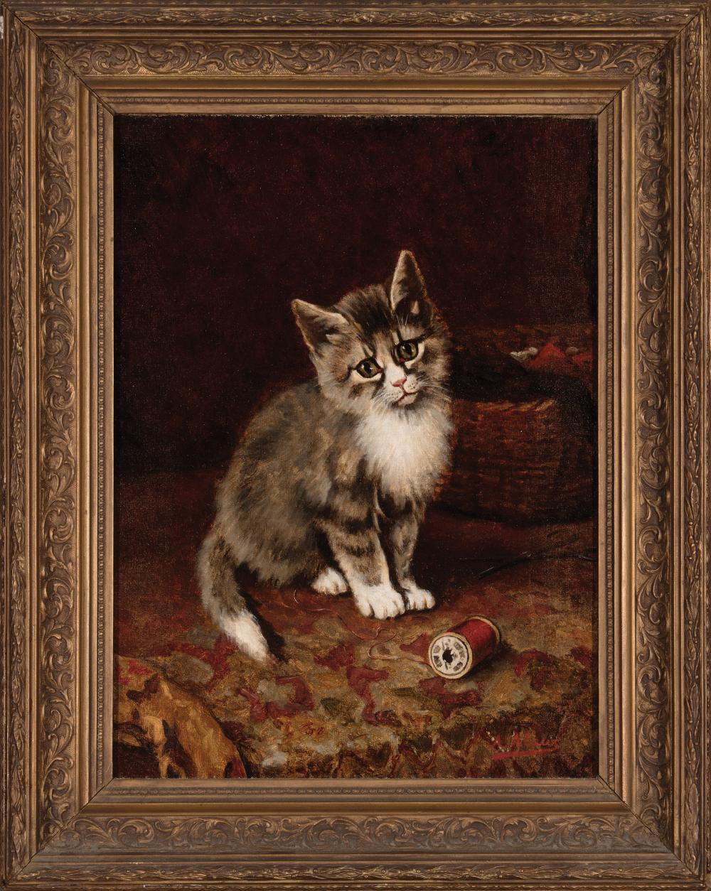 Appraisal: Alexandre Alaux French New Orleans - Kitten with Spool of