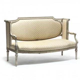 Appraisal: An Italianate Carved and Painted Upholstered Settee th century ribbon