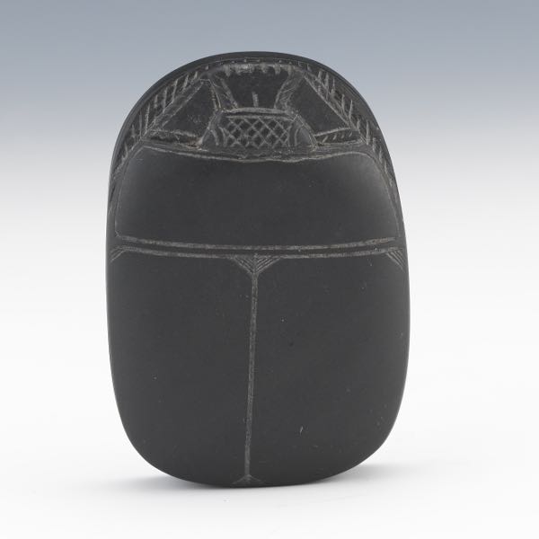 Appraisal: GRAND TOUR EGYPTIAN CARVED BASALT SCARAB CA TH CENTURY x