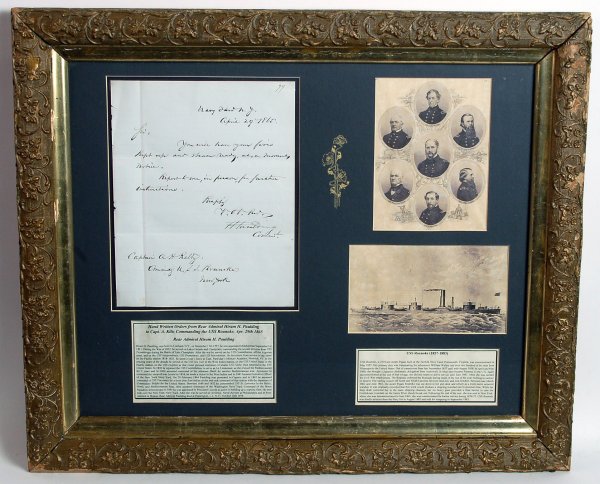 Appraisal: Handwritten orders from Rear Admiral Hiram H Paulding to Capt