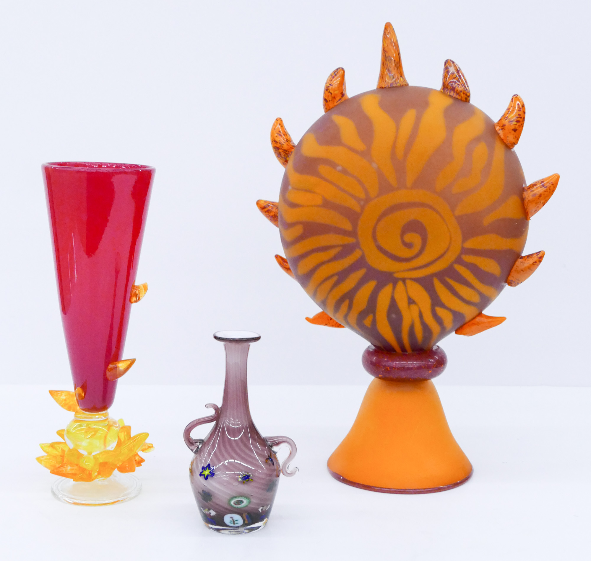 Appraisal: pc Contemporary Glass Sculptures '' to '' Includes a ''Sun