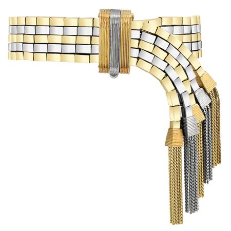 Appraisal: Two-Color Gold Tassel Slide Bracelet Estimate -