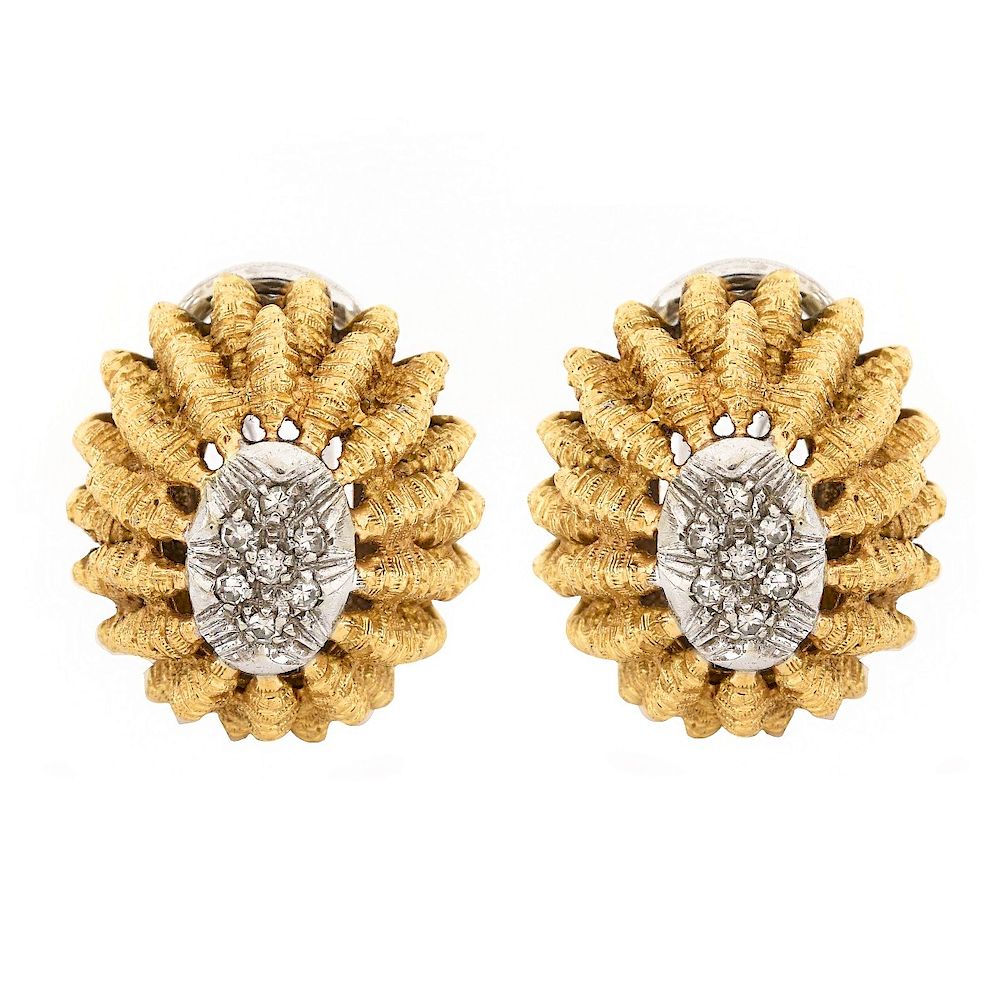 Appraisal: Delicate K and Diamond Earrings Delicate Vintage Karat Yellow Gold