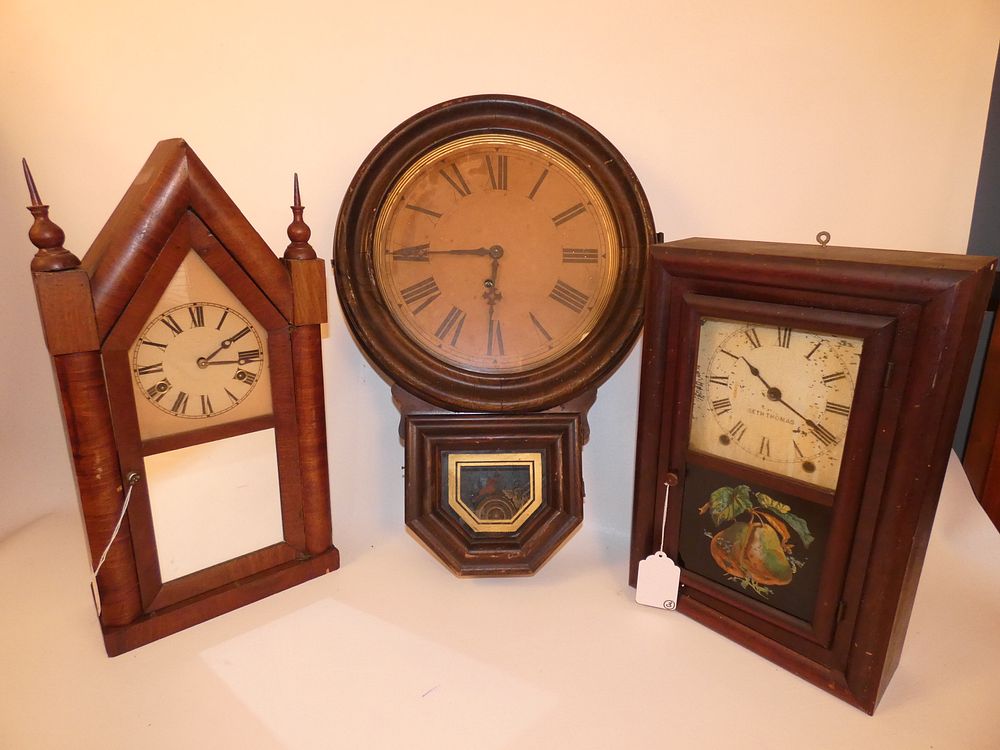 Appraisal: ANTIQUE CLOCKS Lot of antique clocks including a inch Ingraham