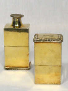 Appraisal: A French silver gilt seal box with separate compartment for