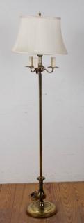 Appraisal: Brass Floor Lamp Brass floor lamp with center light in