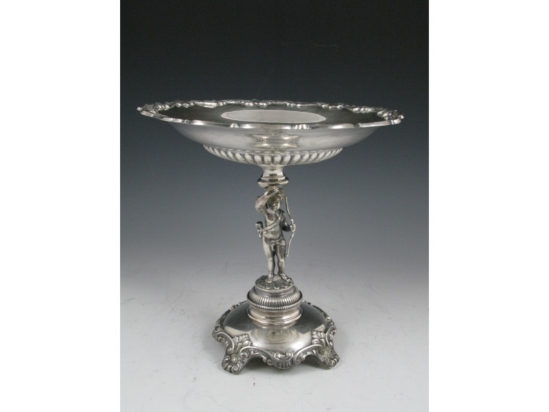 Appraisal: Victorian Silverplate Tazza th c with figural standard of a