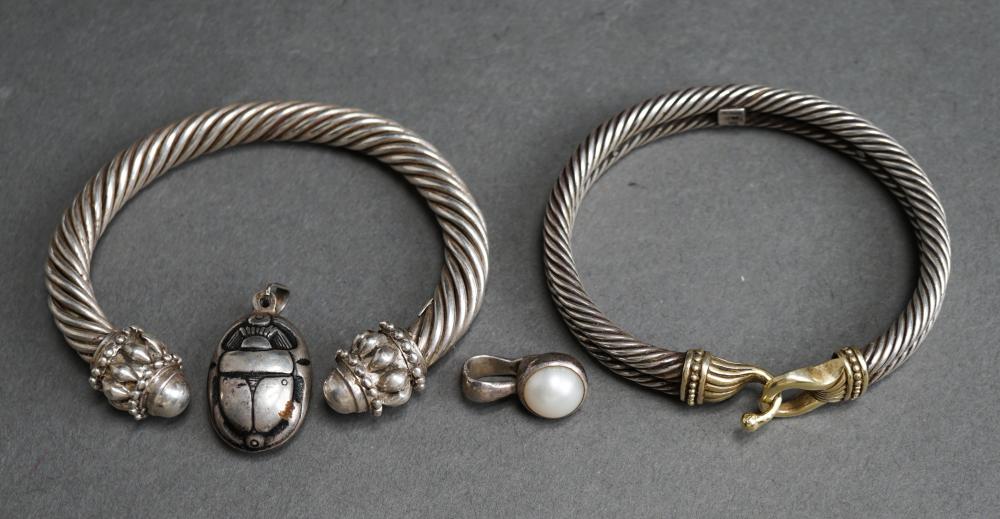 Appraisal: Two David Yurman Type Bracelets together with two pendants