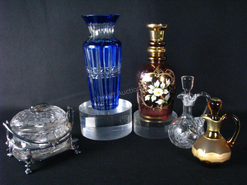 Appraisal: Group of Assorted Glass and Silverplate five pieces total including