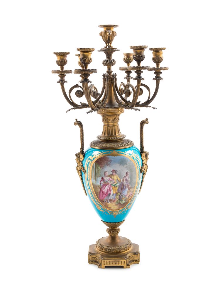 Appraisal: A Sevres Style Gilt Bronze Mounted Painted and Parcel Gilt