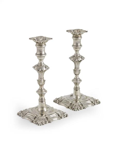 Appraisal: A pair of George II candlesticks John Priest London loose