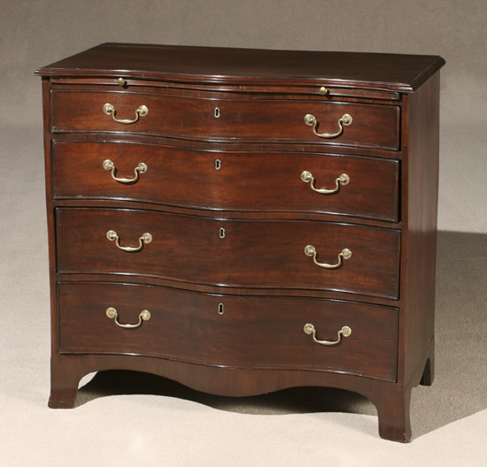 Appraisal: George III Style Mahogany Serpentine Bachelor's Chest of Drawers Last