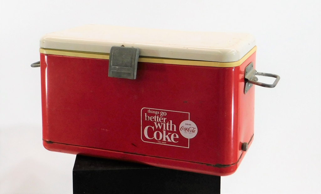 Appraisal: VINTAGE BETTER WITH COKE RED ADVERTISEMENT COOLER United States th