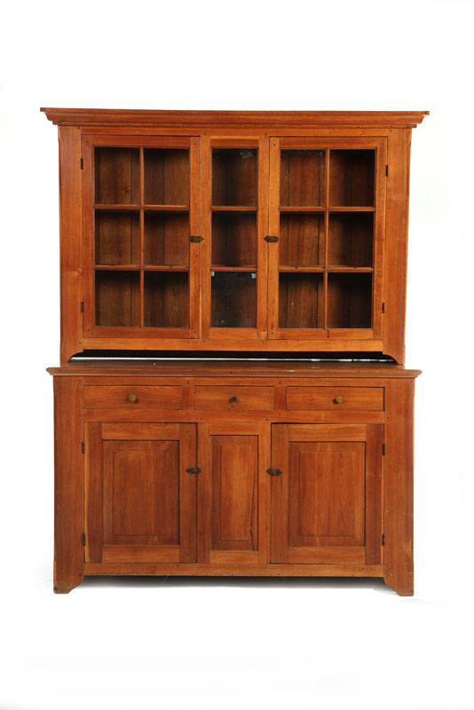 Appraisal: STEP-BACK CUPBOARD Possibly Pennsylvania nd quarter- th century walnut Two-piece