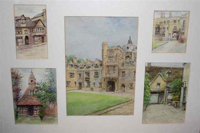 Appraisal: W IRESON'Brasenose College' signed and titled watercolour x and seven