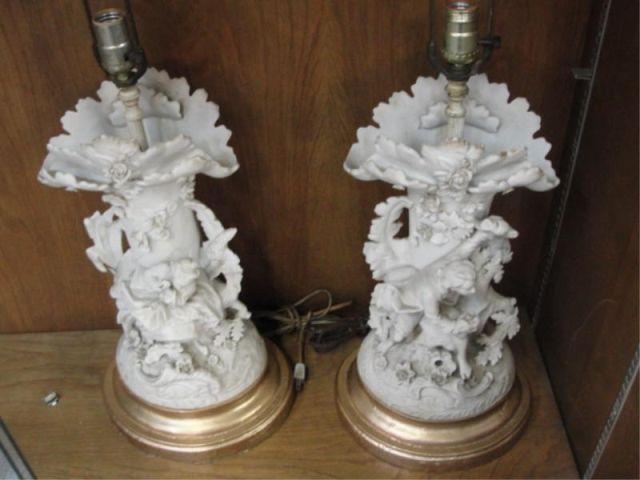 Appraisal: Pair of Bisque Lamps From a Queens location Dimensions h