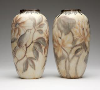 Appraisal: A near pair of Rookwood vases Jens Jensen Circa Cincinnati