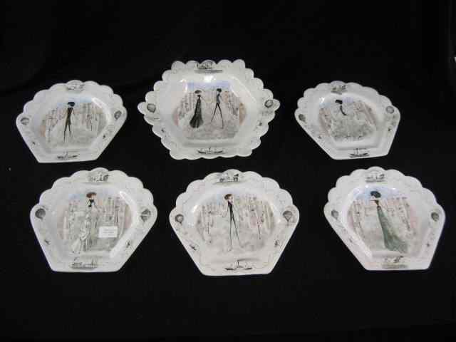 Appraisal: pcs Italian Faience Pottery bowl and fan shape plates with