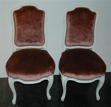 Appraisal: Pair of Louis XV Style Painted Side Chairs Estimate nbsp