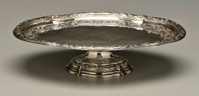 Appraisal: English silver footed tray cartouche form with conforming pedestal base