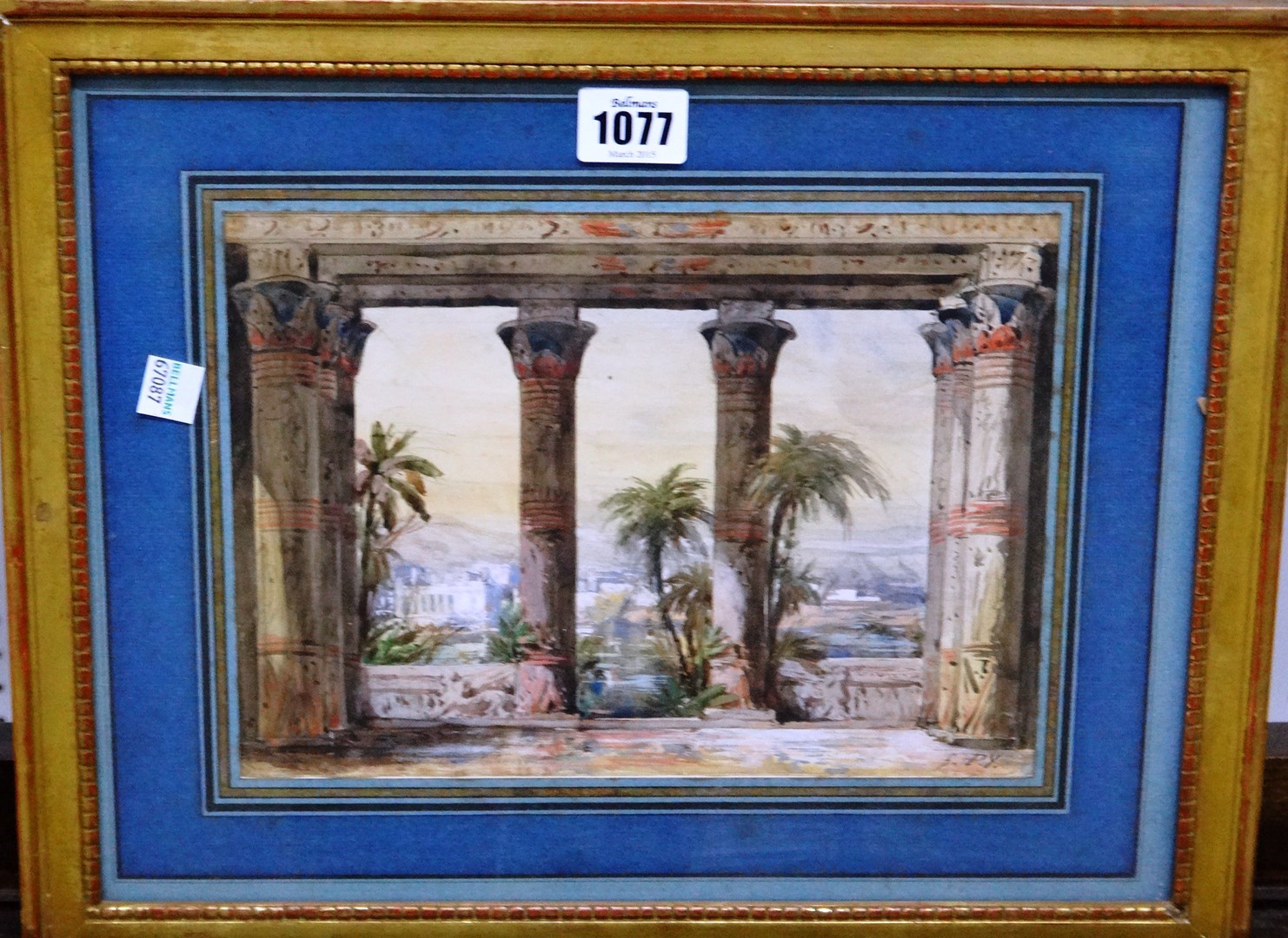 Appraisal: French School th century View from an Egyptian Temple watercolour