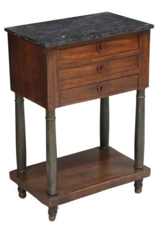 Appraisal: French Empire style mahogany nightstand th c having marble top