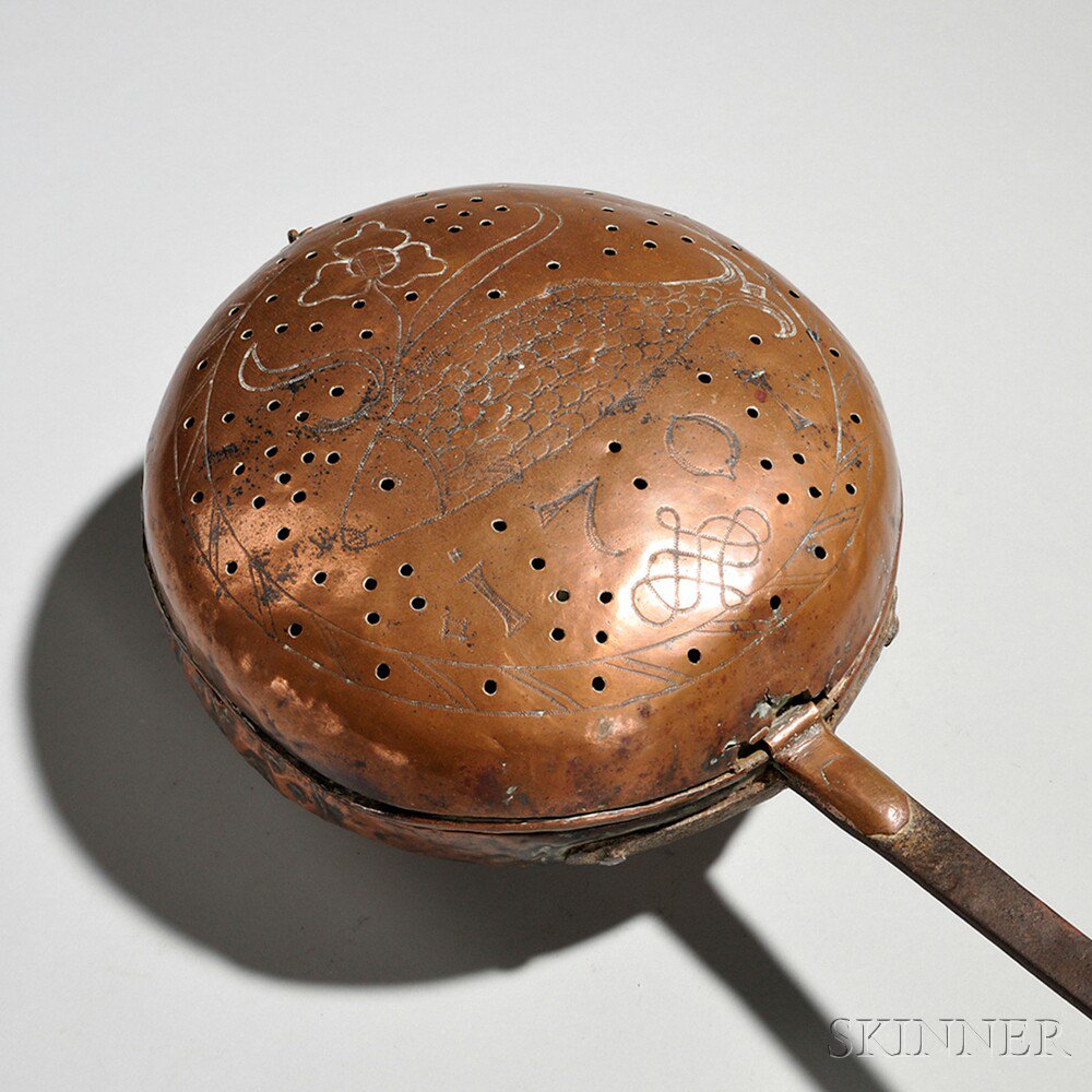 Appraisal: Copper and Wood Bed Warmer England or America c the