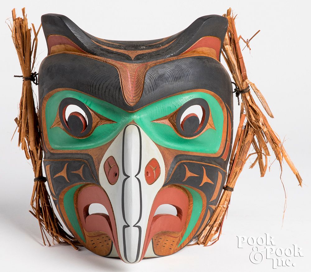 Appraisal: Tom Hunt Kwakuital Indian carved and painted mask Very fine