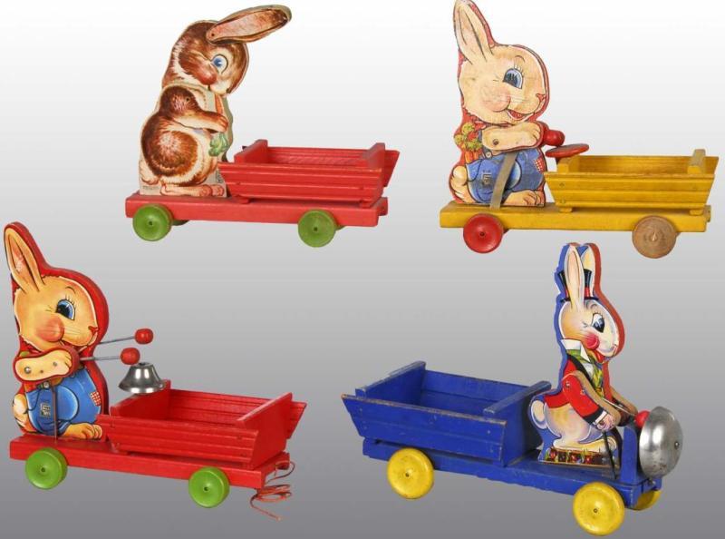 Appraisal: Lot of Fisher Price Easter Rabbit Cart Toys Description American