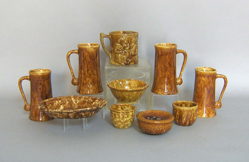 Appraisal: Ten pcs of Bennington type pottery th c to include