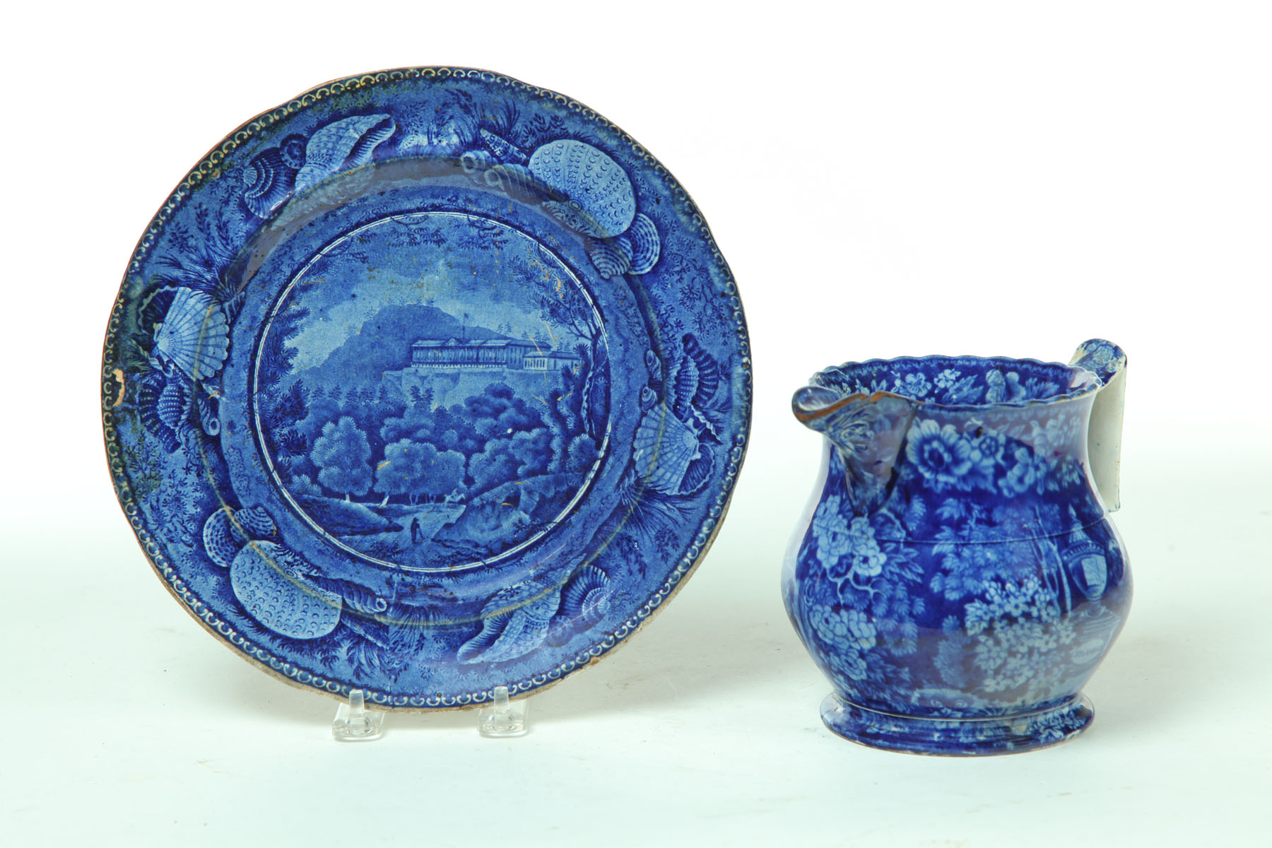 Appraisal: TWO PIECES OF HISTORICAL BLUE STAFFORDSHIRE England nd quarter- th