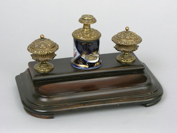 Appraisal: An Unusual Inkwell Set An unusual inkwell set with three