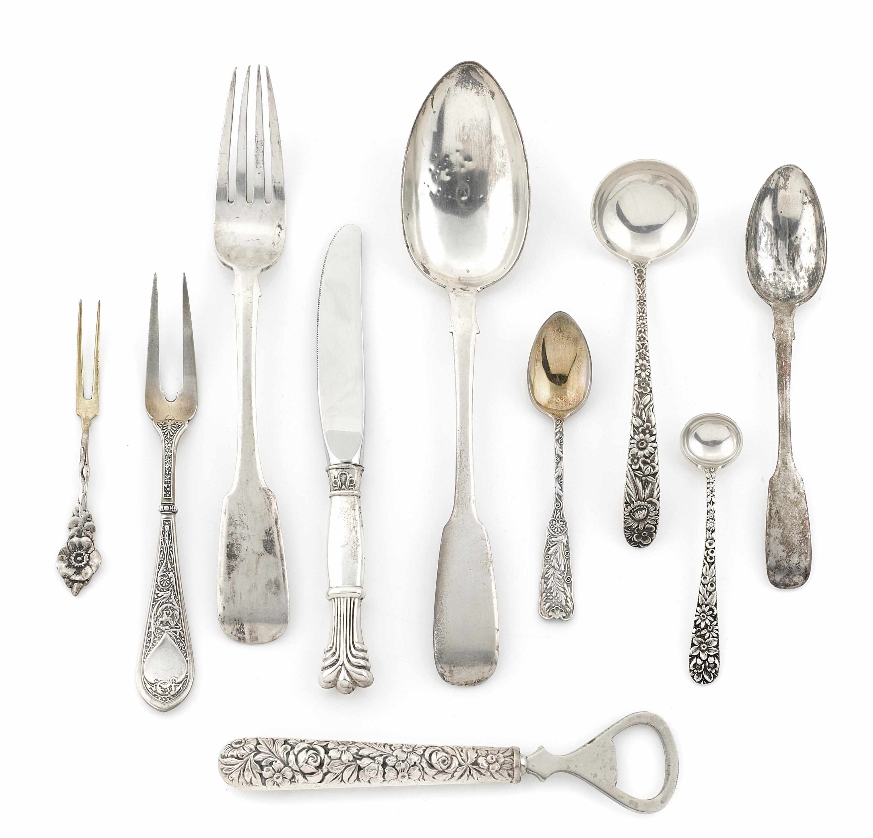 Appraisal: A group of American and Russian silver flatware Late th