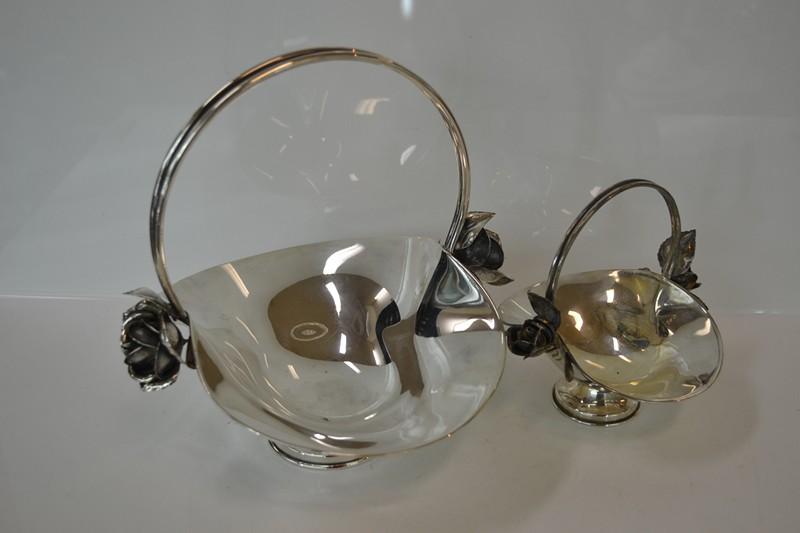 Appraisal: TWO PERUVIAN SILVER BASKETS WITH APPLIED ROSES