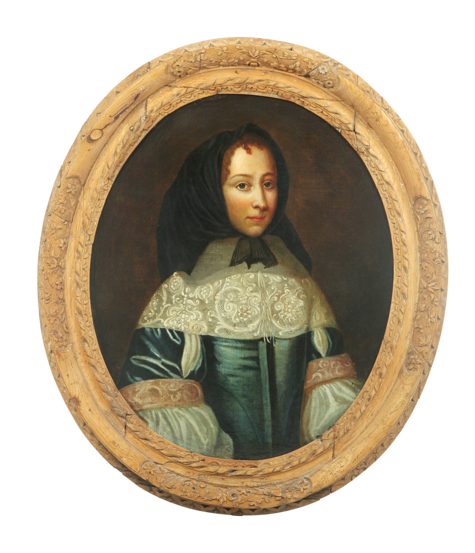 Appraisal: OVAL FRAMED PORTRAIT OF AN TH CENTURY WOMAN European Young