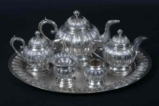 Appraisal: INDONESIAN YOGYA SILVER SEVEN PIECE TEA AND COFFEE SERVICE Circa