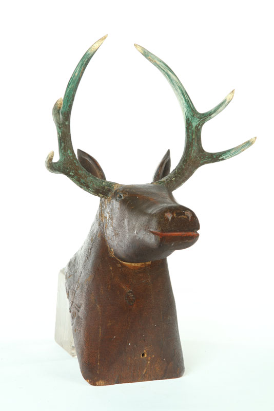 Appraisal: CARVED DEER HEAD Attributed to Pennsylvania late th century pine