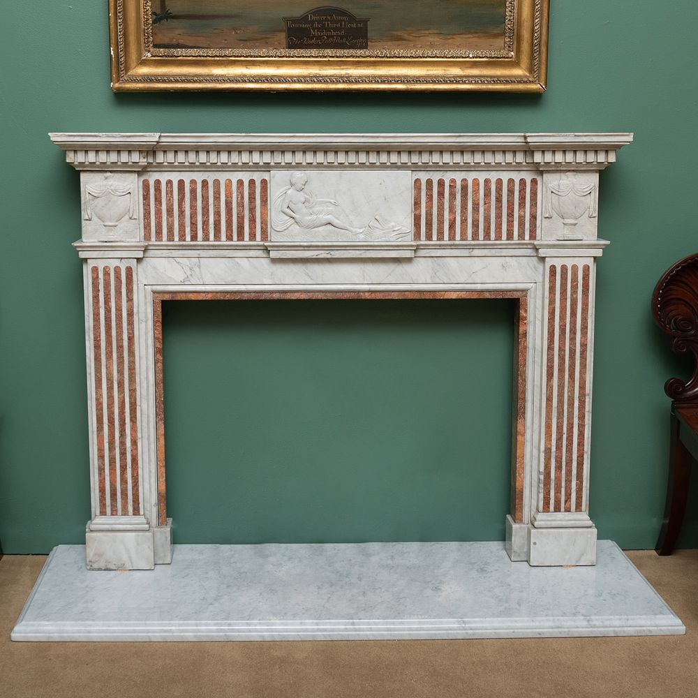 Appraisal: George III Style Inlaid Marble Mantlepiece Together with a veined