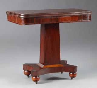 Appraisal: American Late Classical Carved Mahogany Games Tabl American Late Classical