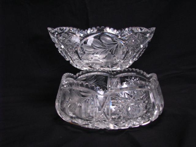 Appraisal: Two American cut glass bowls one with flat bottom and