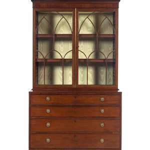 Appraisal: A George III Mahogany Rent Collector's Secretary Bookcase Late th