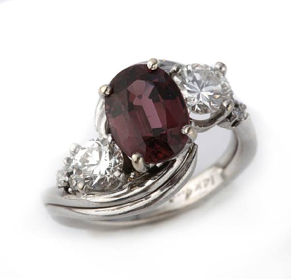 Appraisal: A pinkish-orange tourmaline diamond and k white gold ring estimated