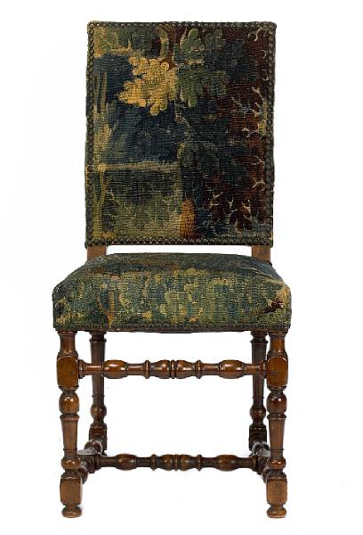 Appraisal: A pair of Louis XIII style tapestry upholstered side chairs