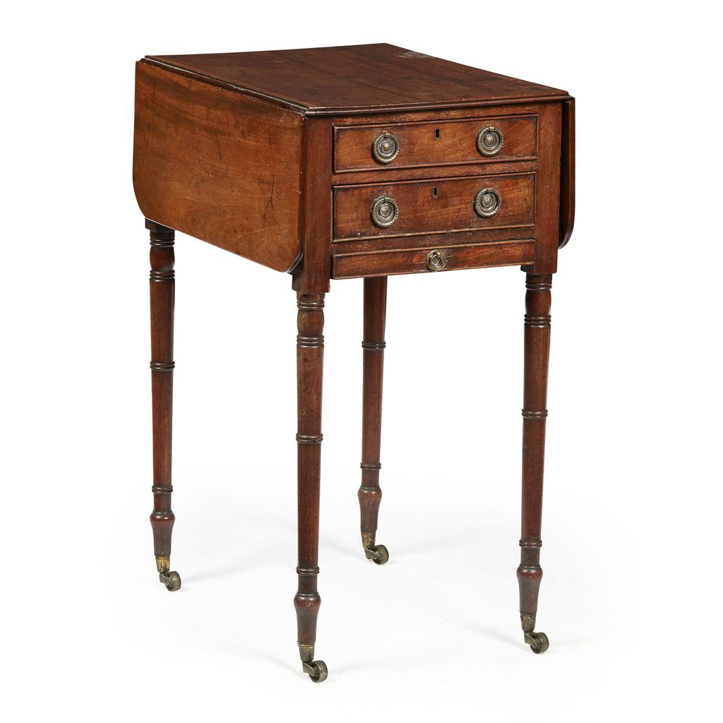 Appraisal: REGENCY MAHOGANY DROP LEAF WORK TABLE EARLY TH CENTURY the