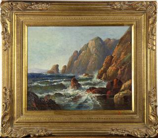 Appraisal: Painting Rocky Coast Rocky Coast oil on canvas signed M